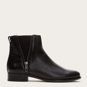 Frye Carly Zip Chelsea Black Leather Ankle Booties